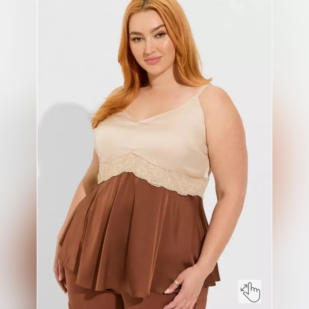 Torrid Babydoll Satin Lace Trim Cami